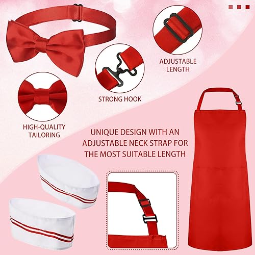 Miniatura 4 de SATINIOR 4 piezas de disfraz de camarero para adultos, hot dog Soda Jerk Movie Night Waiter Cosplay disfraz de carnavales de los años 50, fiesta de