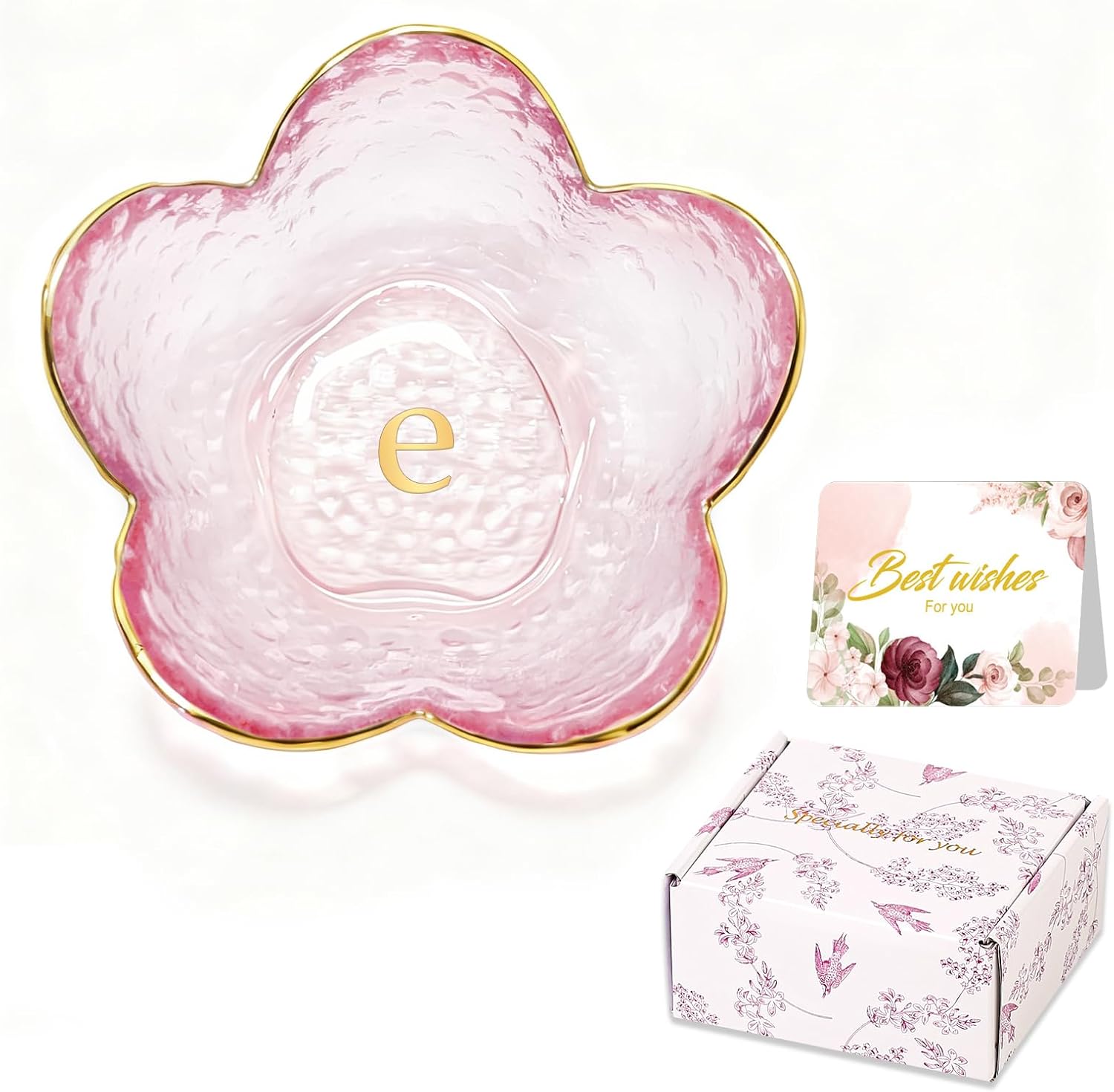 Birthday Gifts for Women Glass Ring Holder Jewelry Dish Bedroom Decor (e)