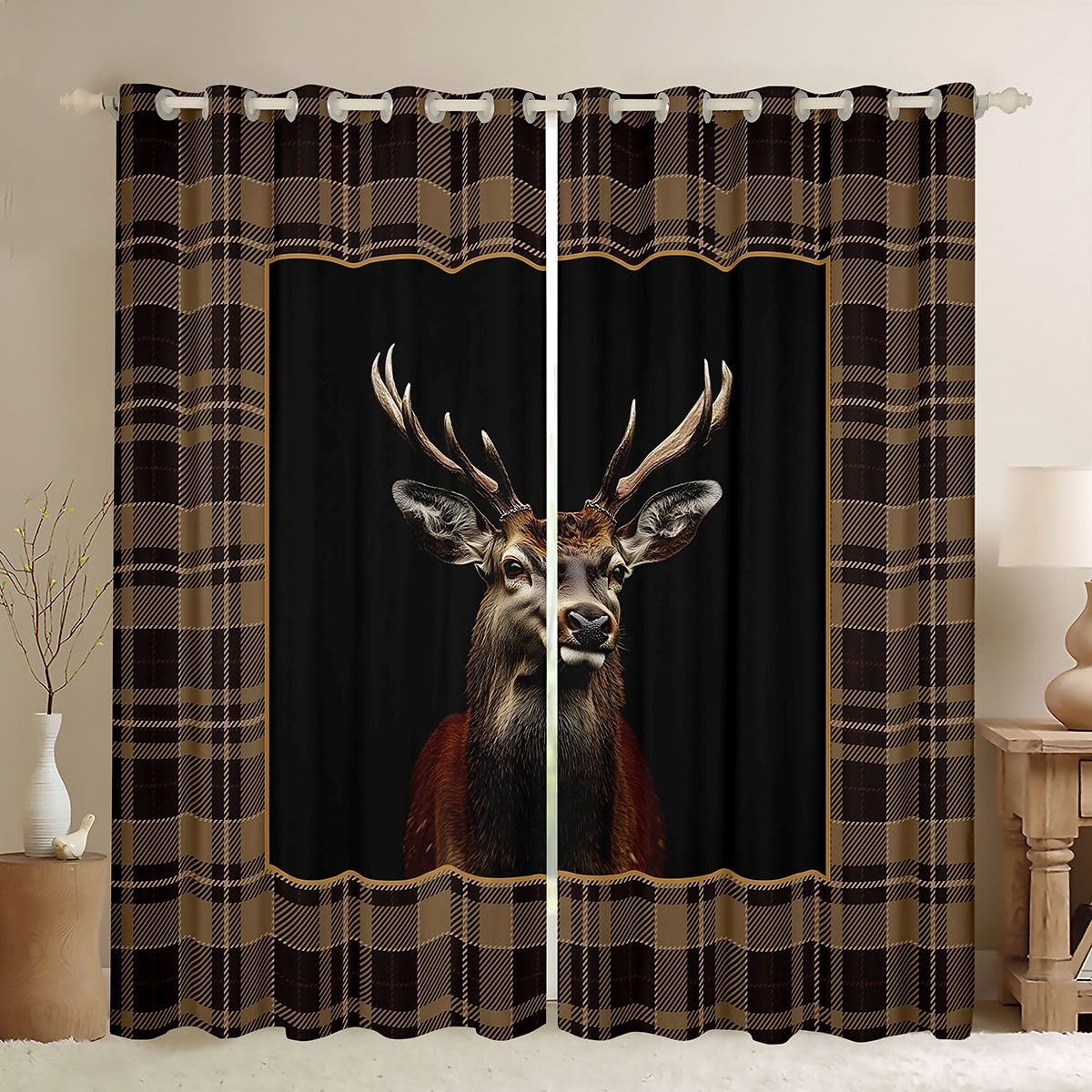Loussiesd 3D Deer Window Treatments, 2 panele szer. 52 x dł. 63