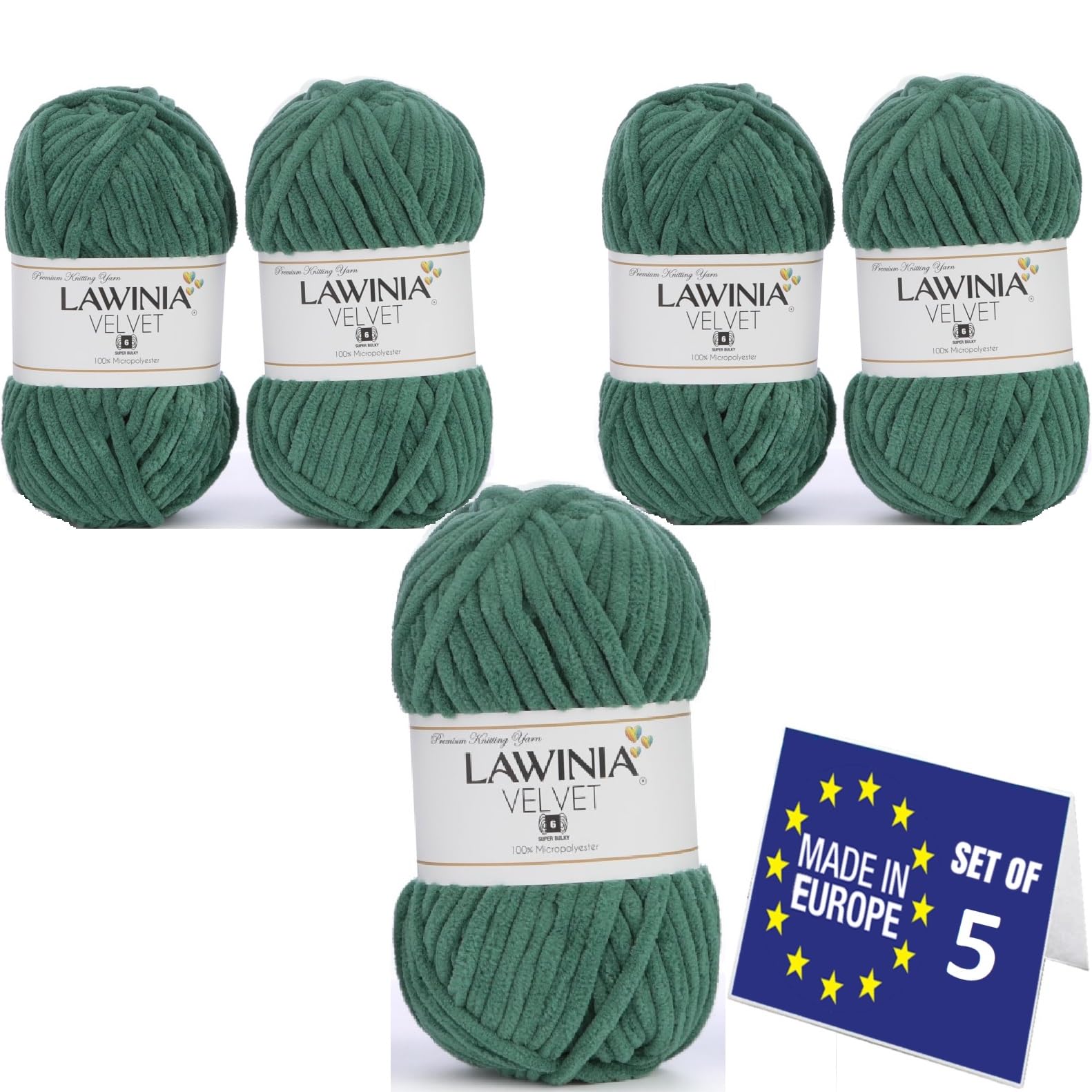 LAWINIA Premium Soft Chenille Yarn Chunky for Knitting Thick Velvet Yarn, Does NOT SHED, Plush Crochet Chunky Wool