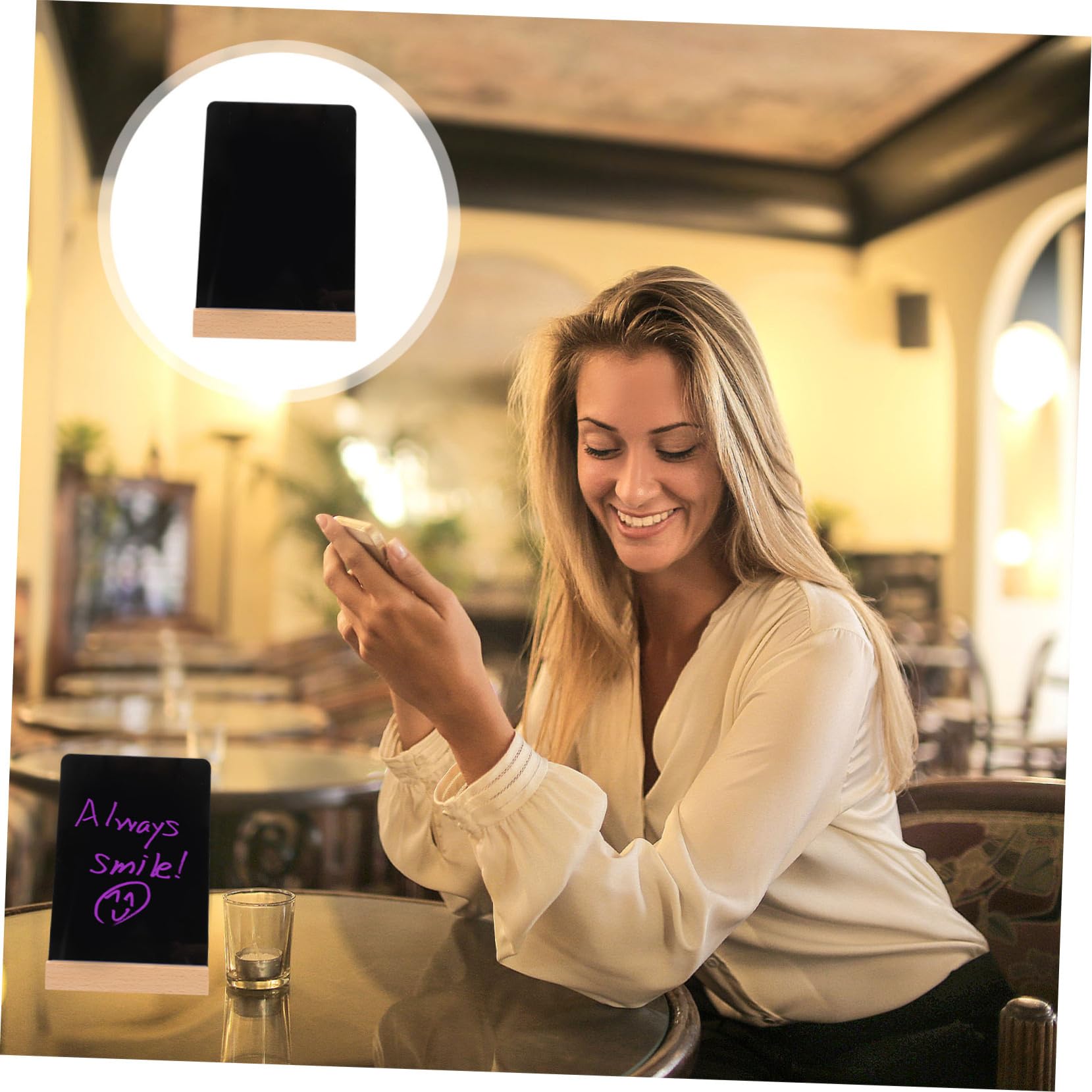 Gadpiparty Small Chalkboard Sign with Base Reusable Blackboard for Home and School Message Board Stylish Display for Menus Events and Decorations