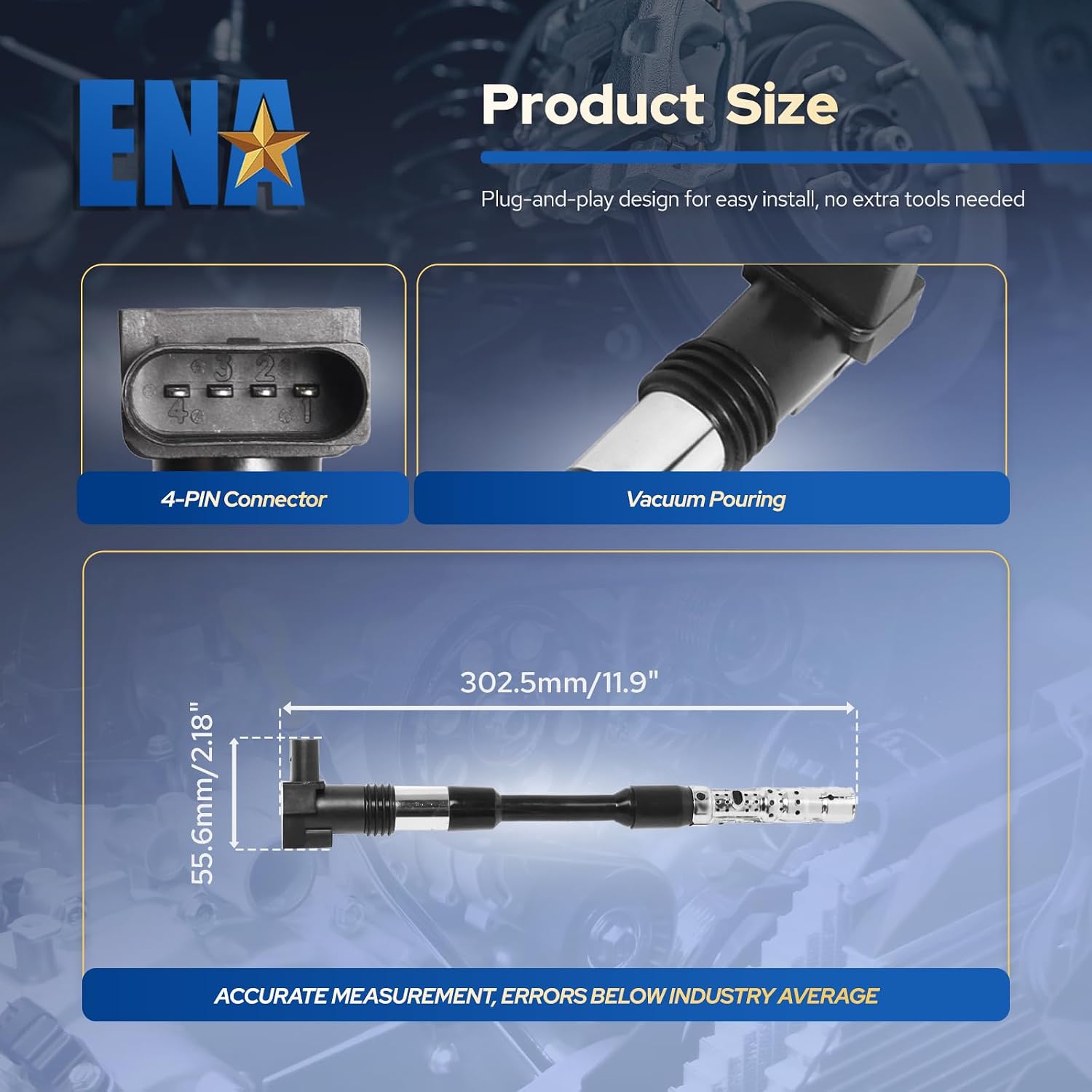 ENA Set of 6 Ignition Coil Pack Compatible with Volkswagen 2001 2002 2003 Eurovan V6 2.8L AXK Replacement for 5C1389 E1014 52-1740 IC594 C1392 UF514