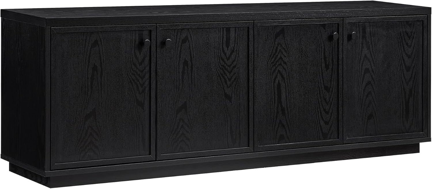 Henn&Hart TV Stand for TVs up to 75" with 2 Concealed Storage Cabinets and Adjustable Shelves for Living Room, Family Room, or Office, Natural Black