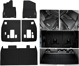 Floor Mats for 2025 2026 KIA Carnival(fit 7&8 Seats) with Trunk Mat & Backrest Mat TPE All Weather Protection Car Floor Liners Cargo Liners
