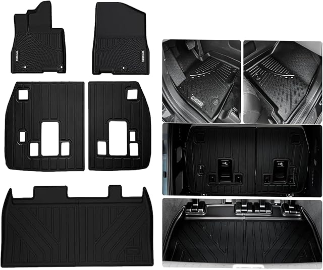 Tapis de sol pour 2025 2026 KIA Carnival(fit 7&8 Sièges) avec tapis de coffre & Tapis de dossier TPE Toutes les protections météo Car Liners de plancher Cargo Liner