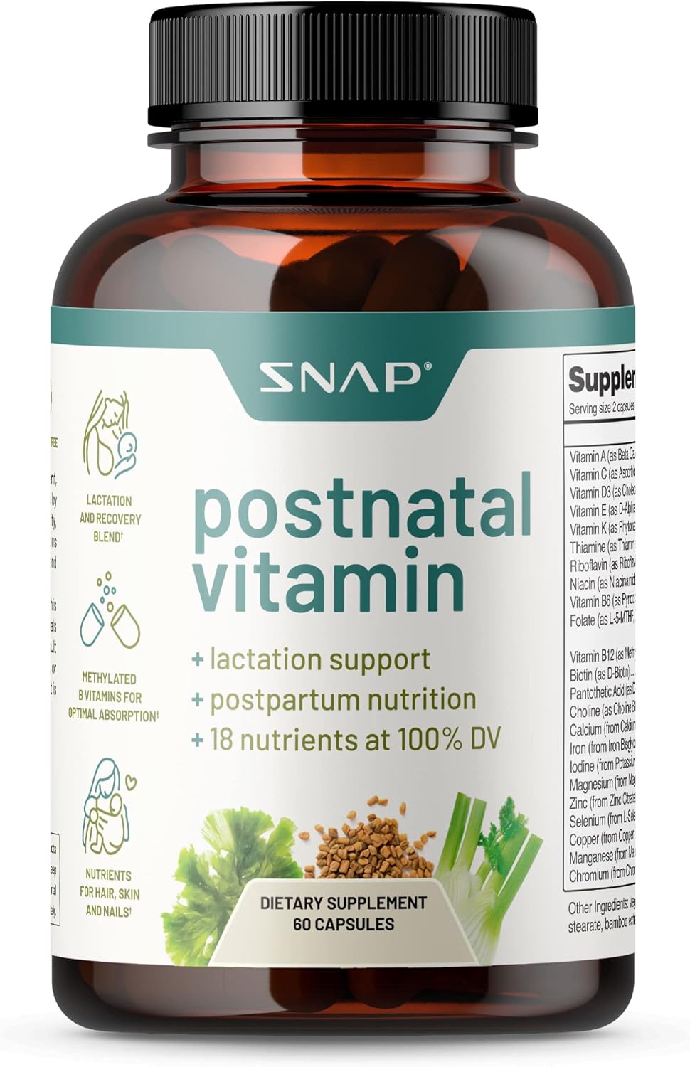 Snap Supplements Postnatal Vitamins, Postpartum Recovery