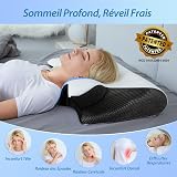 HOMCA Neck Pillow, 2 in 1 Ergonomic Memory Foam Orthopedic Cushion Pillow for Head/Neck/Shoulder Support, Relaxation and Stress Relief, 60 x 40 x 11/13 cm, Black - 4