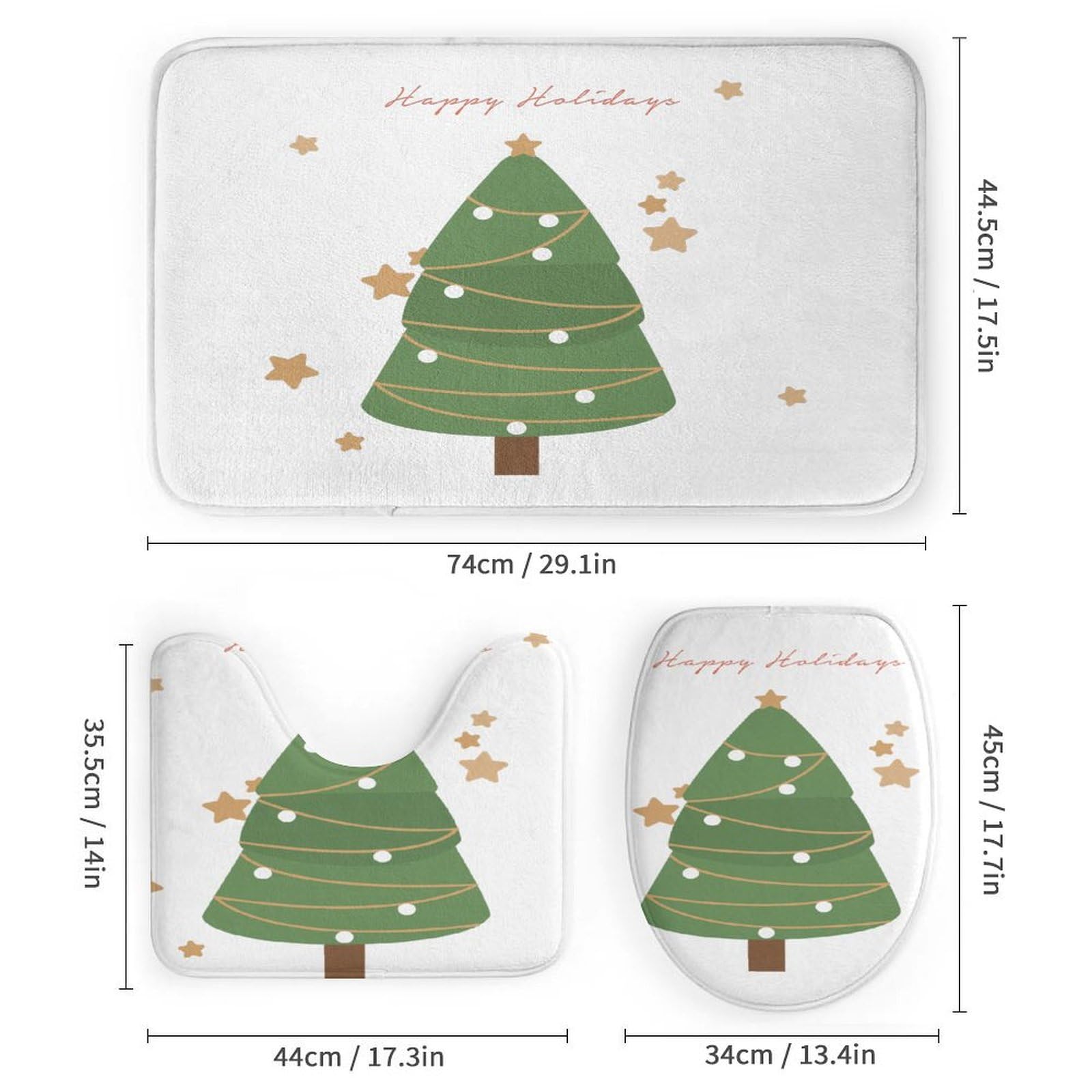 Árbol de Navidad Baño de Cuatro Piezas Tappeto De Baño De Bambú, Antideslizante Y Lavable, Ideal para Ducha Y Baño Moderno 183×183cm