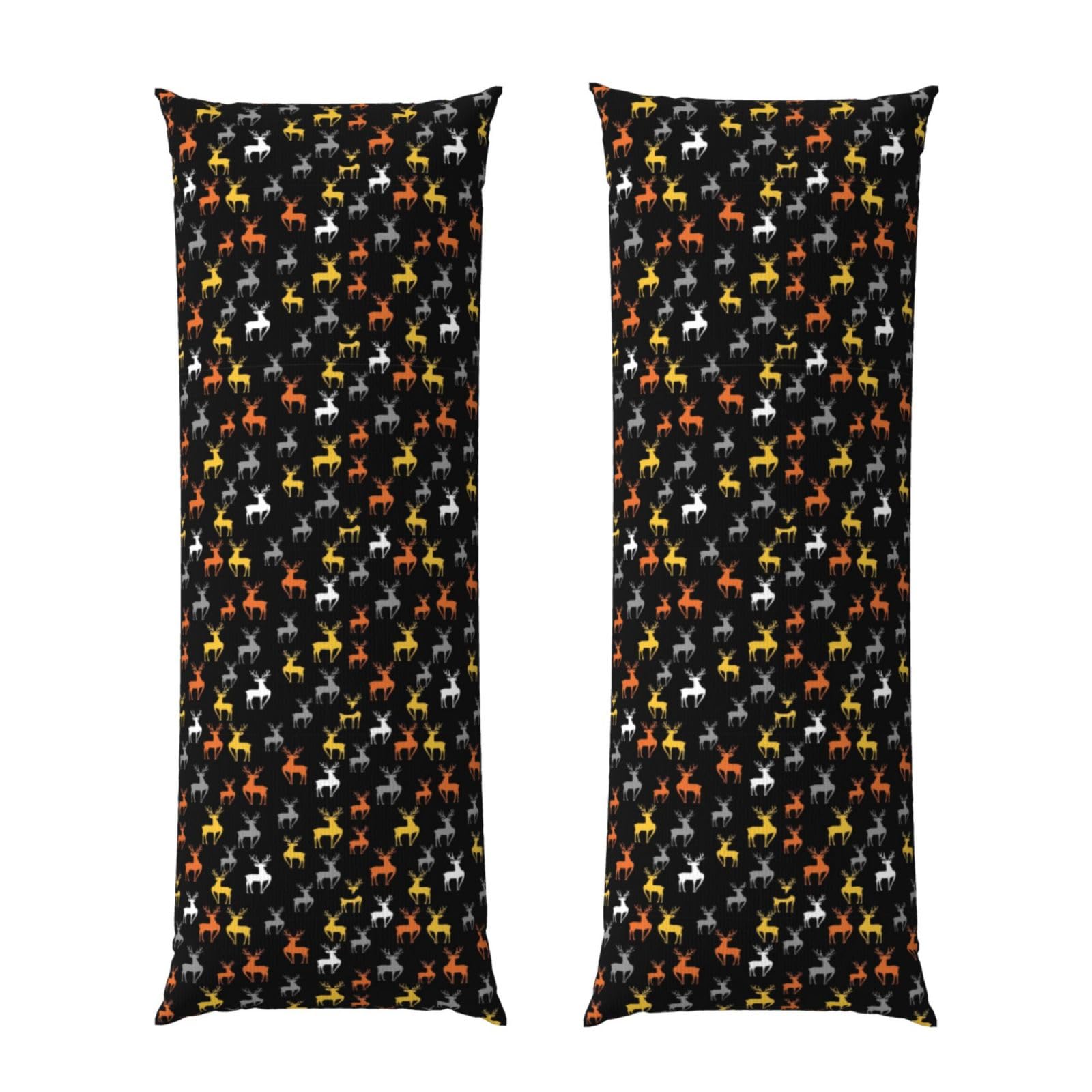 Body Pillow Cover 20x60 Retro Style Reindeer Deer Black, Plush Flannel Long Pillowcase with Zipper, Soft Cozy Cushion Protector, Wrinkle Free for Bed Sofa Home