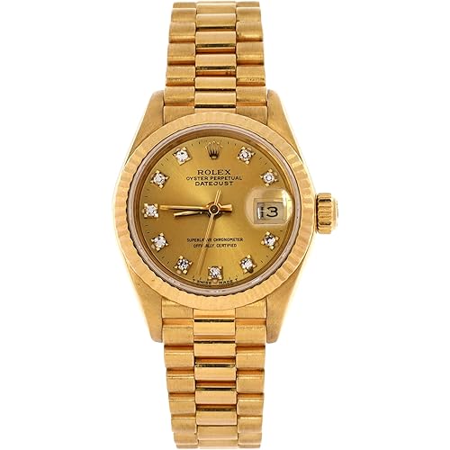 Rolex, Pre-Loved Oyster Perpetual Datejust Automatic Watch Yellow Gold with Diamond Markers 26