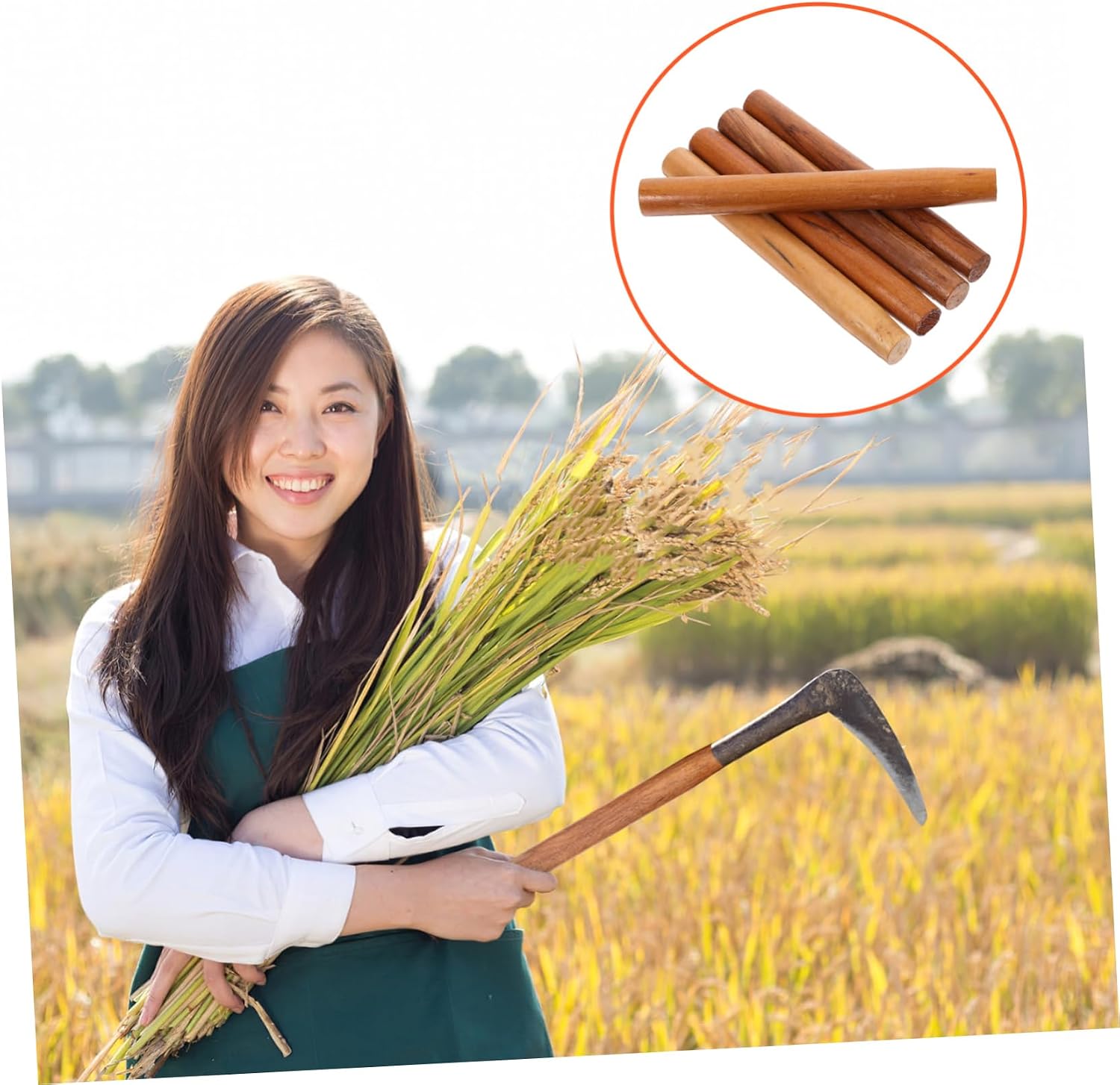 Toyvian 5pcs Wooden Handle Replacement for Gardening Tools Ergonomic Grip for Sickle Axe and Hammer Durable High-Strength Wood for Outdoor Use