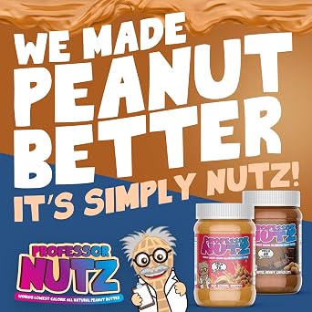 Professor Nutz Organic Peanut Butter- Low Calorie, Nut Butter, Natural Peanut Butter, Natural Fiber, Healthy Peanuts, Great source of Protein, 30 Essential Vitamins (12.41 Oz, 2 Pack Original)