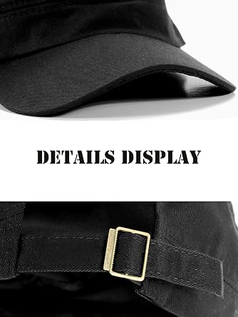 Washed Cotton Basic Cadet Army Cap Everyday Military Style Hat Vintage Flat Top Cap