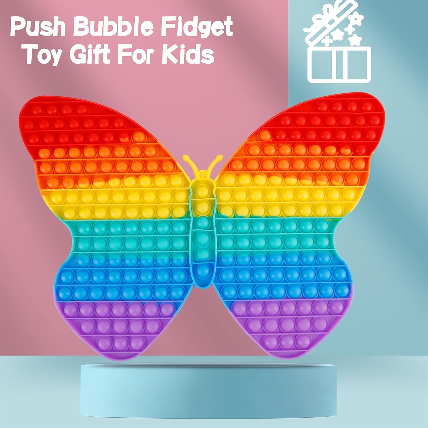 Giant Fidget Toys for Kids, 19 Inch Jumbo Extra Large Butterfly Push Bubble Sensory Toy Super Big Huge Fidgets Mega Stress Reliever Gifts Classroom Tool for Girls Toddlers - Image 6