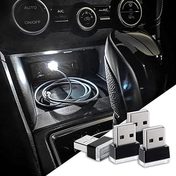 deemars 4PCS USB LED Car Interior Atmosphere Lamp, Car Night Lights, Mini USB LED Decoration Light Ambient Interior Light, Car Accessories Plug-in Interface Ambient Lighting Kit for Most Cars