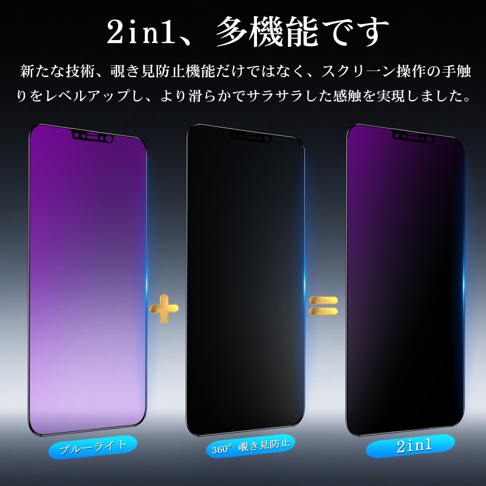 Amazon | 【360°覗き見防止+ブルーライトカット】iPhone 12 / 12 Pro