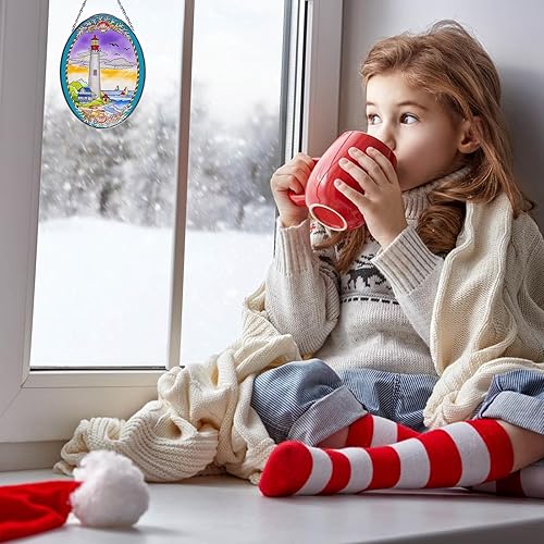 Miniatura 3 de Atrapasoles para colgar vidrieras, faro, jardín, para ventana, regalo conmemorativo, vitral, regalo de cumpleaños para mamá, atrapasoles, ventana,