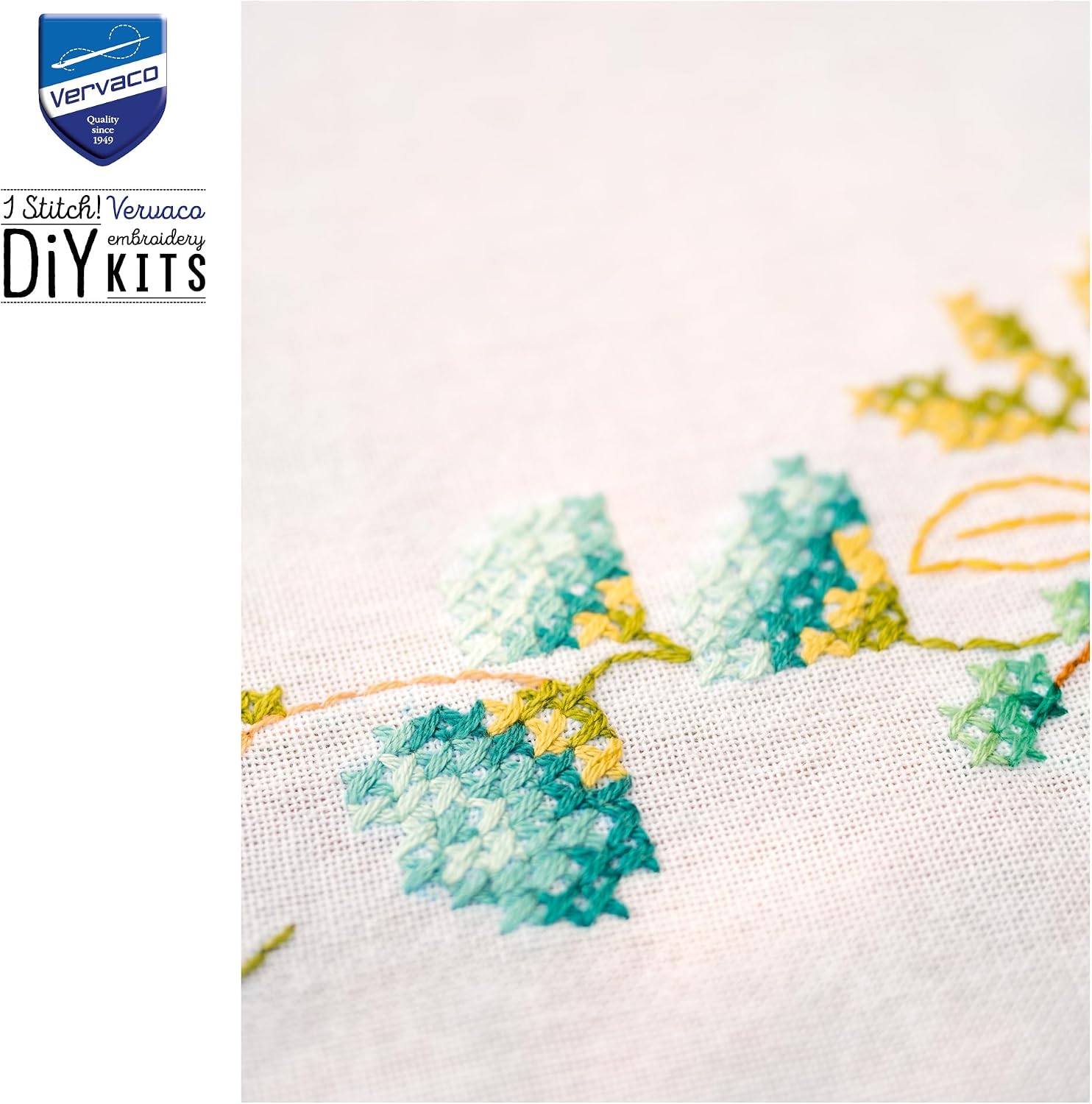 VERVACO Ecalypto Embroidery Tablecloth for Embroidery Cross Stitch Full Embroidery Printed Fabric Decoration for Crafts DIY Adults Set Creative Leisure Gift Approx. 80 x 80 cm Cross Stitch Embroidery