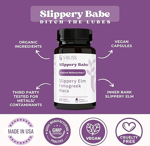 Miniatura 6 de V Bliss Slippery Babe Vaginal Moisturizer Capsules Relieves Vaginal Dryness with Organic Slippery Elm Bark, Fenugreek, & Maca Vaginal Wetness