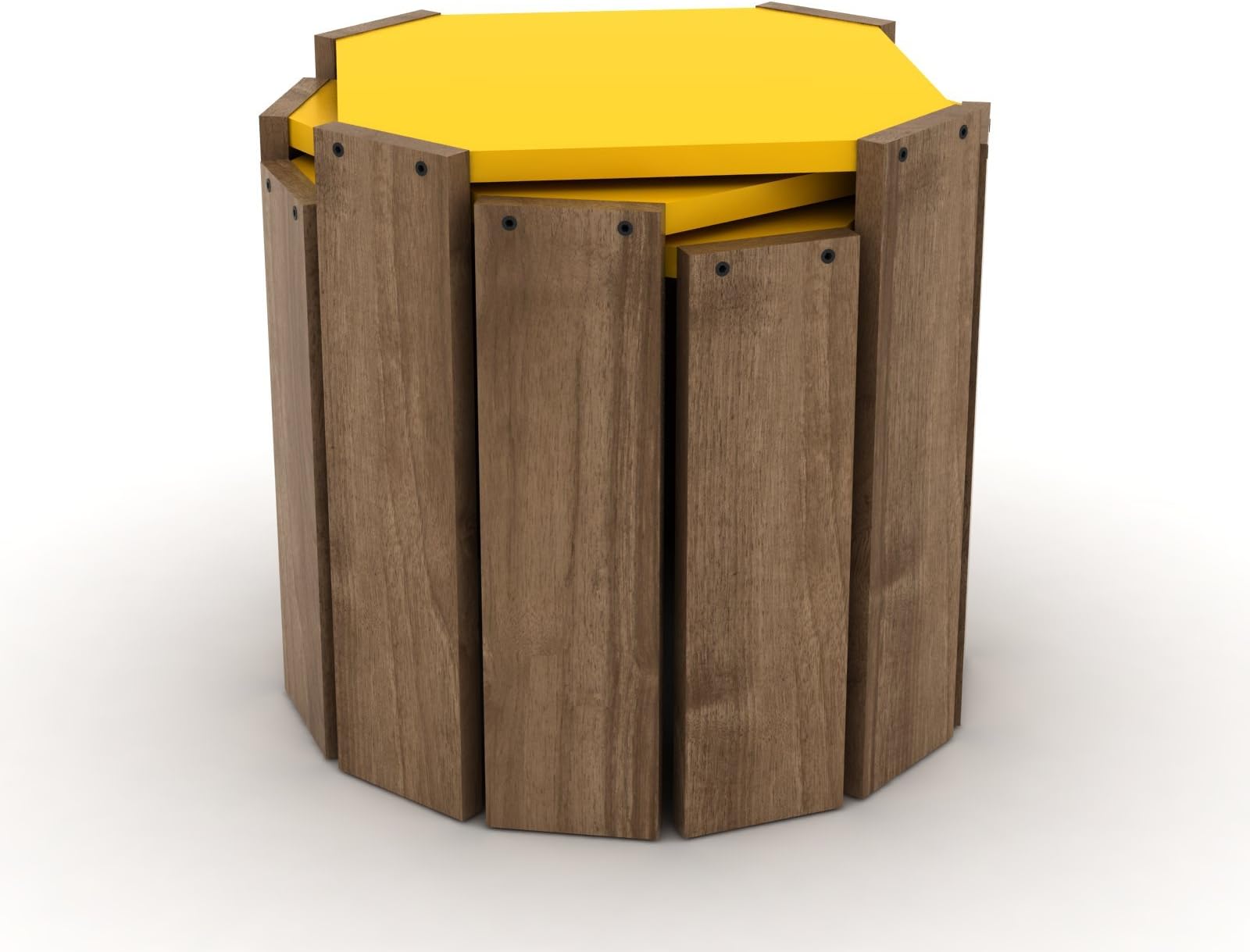 HomeCanvas RF150106 Home Canvas Hansel Nested Coffee Table Set of Three for Living Room Home Office Contemporary Stacking End Side Table Leisure Night Stand Telephone Table (Walnut-Yellow)