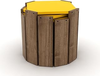 HomeCanvas RF150106 Home Canvas Hansel Nested Coffee Table Set of Three for Living Room Home Office Contemporary Stacking End Side Table Leisure Night Stand Telephone Table (Walnut-Yellow)