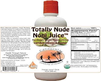 Totally Nude Noni Juice - Pure Organic Noni Juice 1-32 oz Bottle