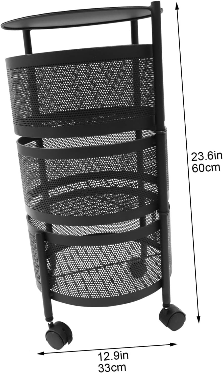 1Pc Rotating Floor Storage Shelf with Wheels Movable Rack for Kitchen and Bathroom Organization Household Storage Holder for Vegetables and Fruits