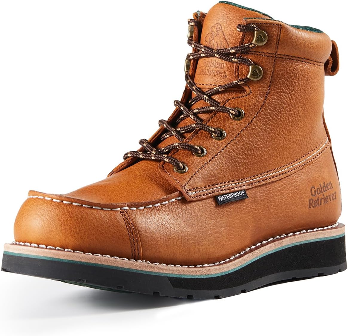 Golden Retriever 6''Composite/Soft Toe Work Boots For Men,Waterproof Wedge Moc Toe, Oil/Slip Resistant, Leather Welt, Industrial Construction Durty work Boots,EH G6155-G6255-G6355