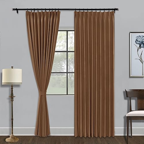 Miniatura 32 de Fcosie Cortina opaca para dormitorio, paneles de cortina con textura de lino, cortinas plisadas para oscurecer la habitación, bloqueo de luz, Verde