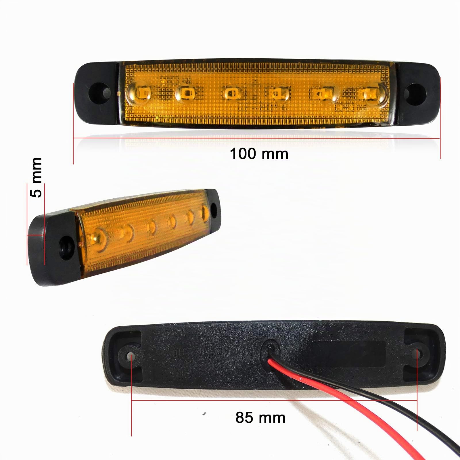 60 pezzi 24 V SMD 6 LED luci di posizione laterali rosse, bianche e arancioni per camion e rimorchi
