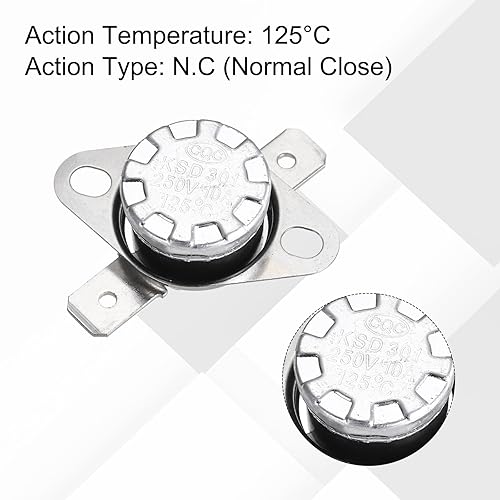 Miniatura 43 de uxcell KSD301 Termostato 221.0 °F/221 ° F 10 A Normalmente Cerrado N.C Ajuste Snap Disc Interruptor de temperatura para microondas, horno, cafeteras