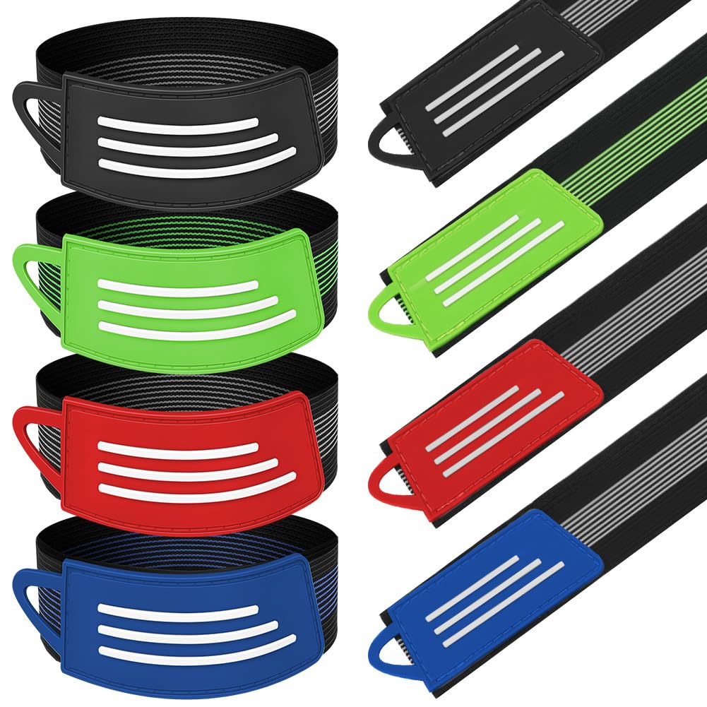vsshe Cycling Trouser Clips, 8pcs 4 Colors High Elastic Bicycle Clips, Reflective Adjustable Bike Cycle Clips Trouser with Hook for Jogging Cycling Hiking Fishing Hunting