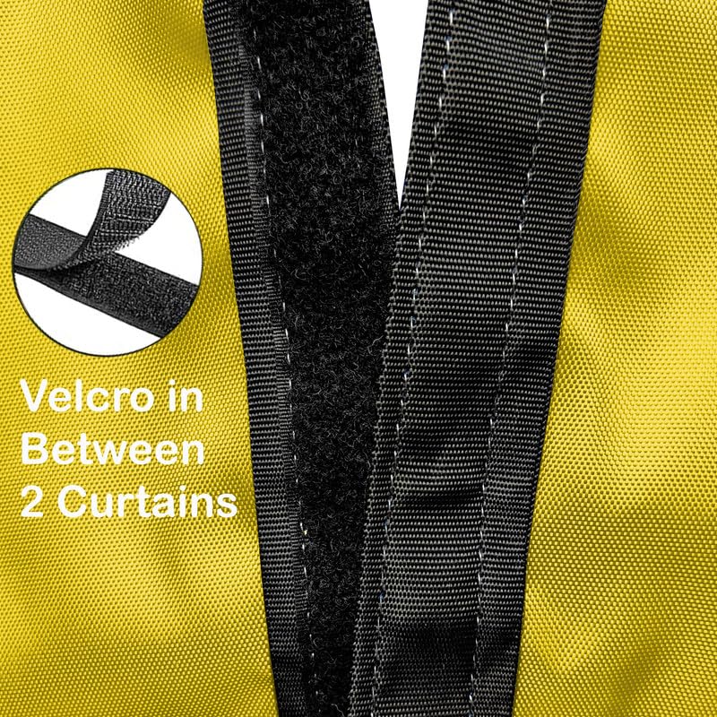 Image of Polyester with PVC Fabric Outdoor Waterproof Curtain with Top Eyelet Protect from AC, Sun, Dust & Rain Used for Balcony, Door & Window (Yellow Color 4.5 X 10 Feet, Pack of 2 Piece)