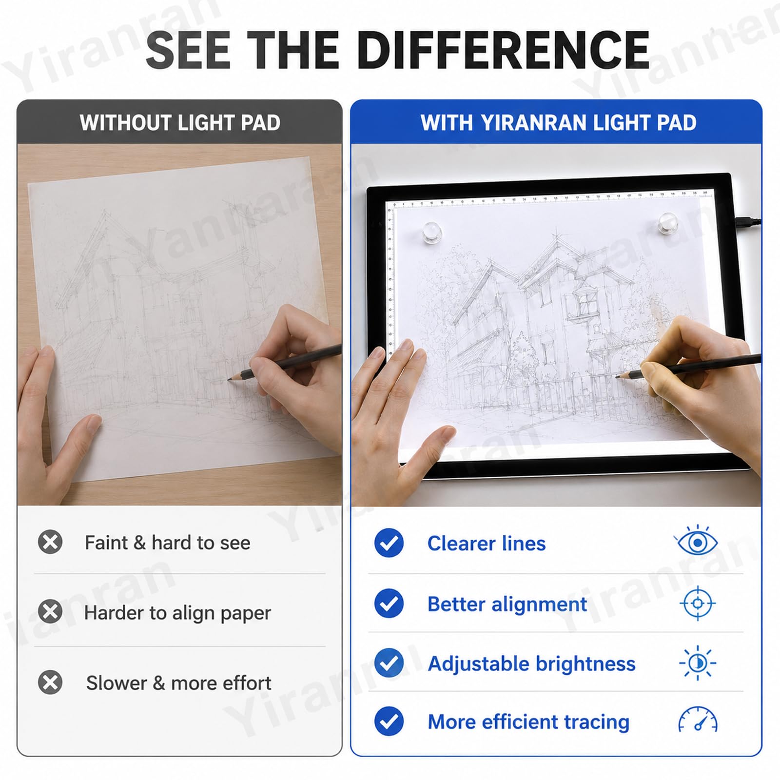 Tablero de luz LED para Calcar, Tablero de Dibujo Ultrafino Regulable con Superficie magnética, Tablero de calco con alimentación USB para bocetos, Pintura de Diamantes y animación