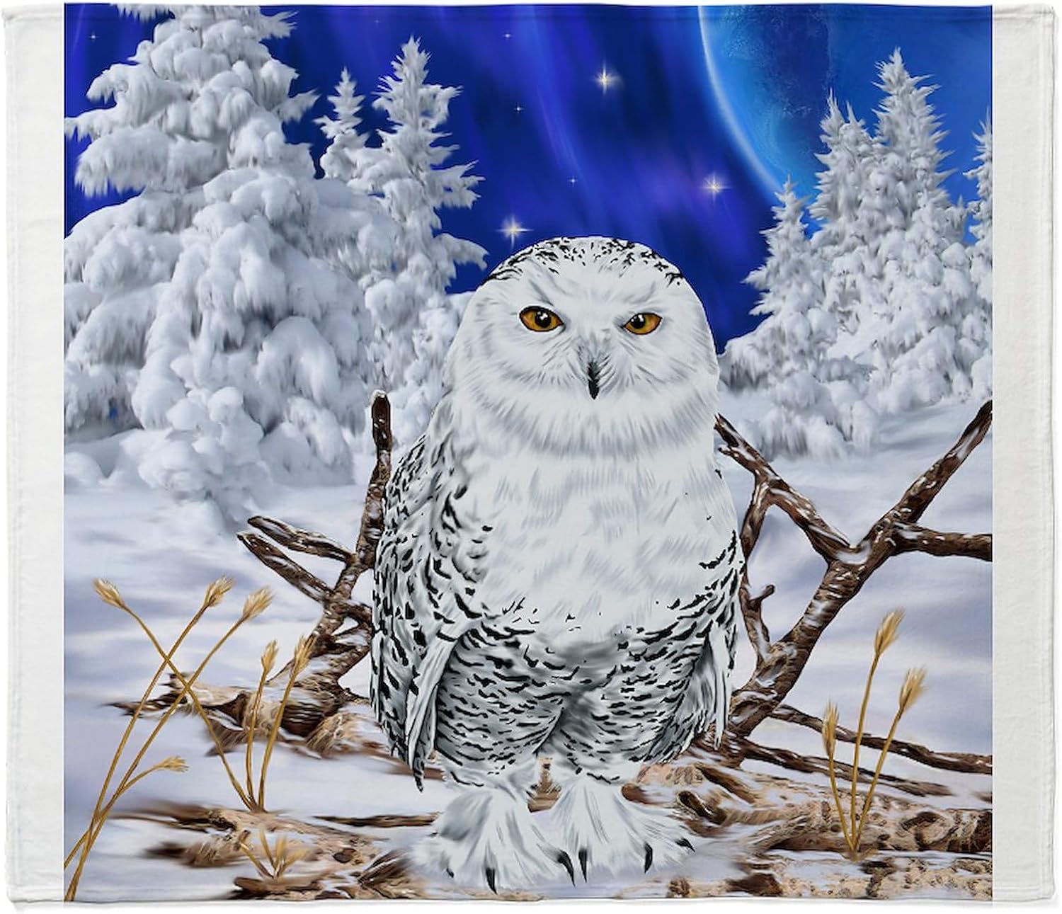 CafePress Snowy Owl Digital Art Throw Blanket Super Soft Fleece Plush Throw Blanket, 60"x50"