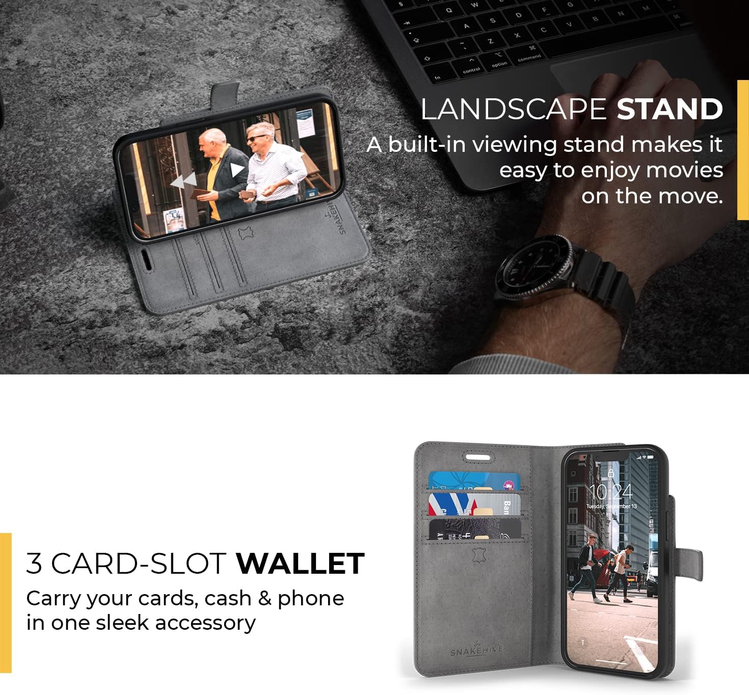 Snakehive Leather Wallet for iPhone 13 | Genuine Leather Wallet Phone Case with Card Holder | Flip Folio Case/Cover with Stand | Compatible with iPhone 13 | (Teal)
