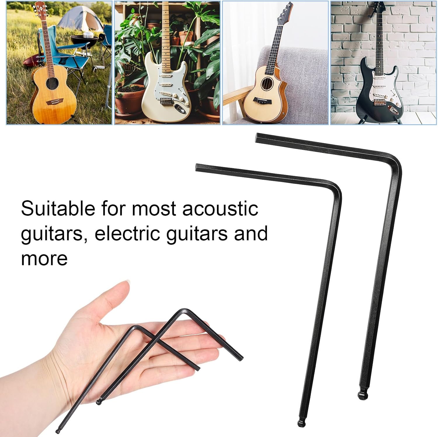 JJUNW 2 Pcs Guitar Truss Rod Wrench Set, 4mm 5mm Black Allen Wrench Tool