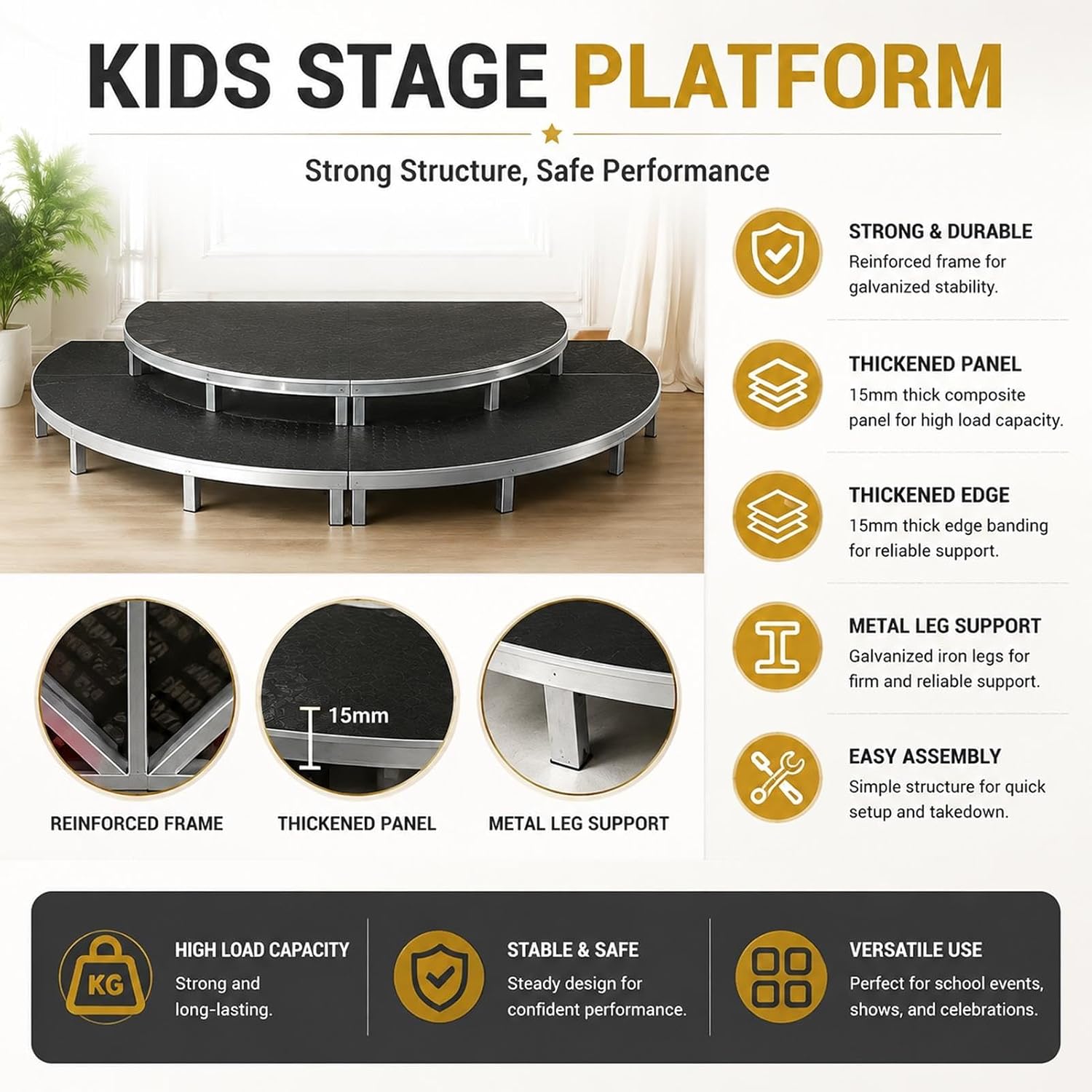Semicircle Stage Platform with Skirting for Kids' Performances Stage image 4