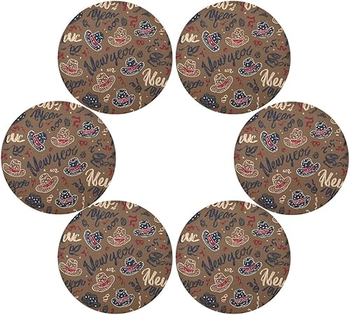 Miniatura 3 de Cowboy New Year Place mat Round placemats for Dining Table Set of 4 15x15 in manteles redondos para mesa