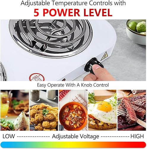 Miniatura 10 de Quemador eléctrico de encimera, estufa individual, placa de inducción de 1000 W, placa caliente eléctrica portátil, control de temperatura ajustable
