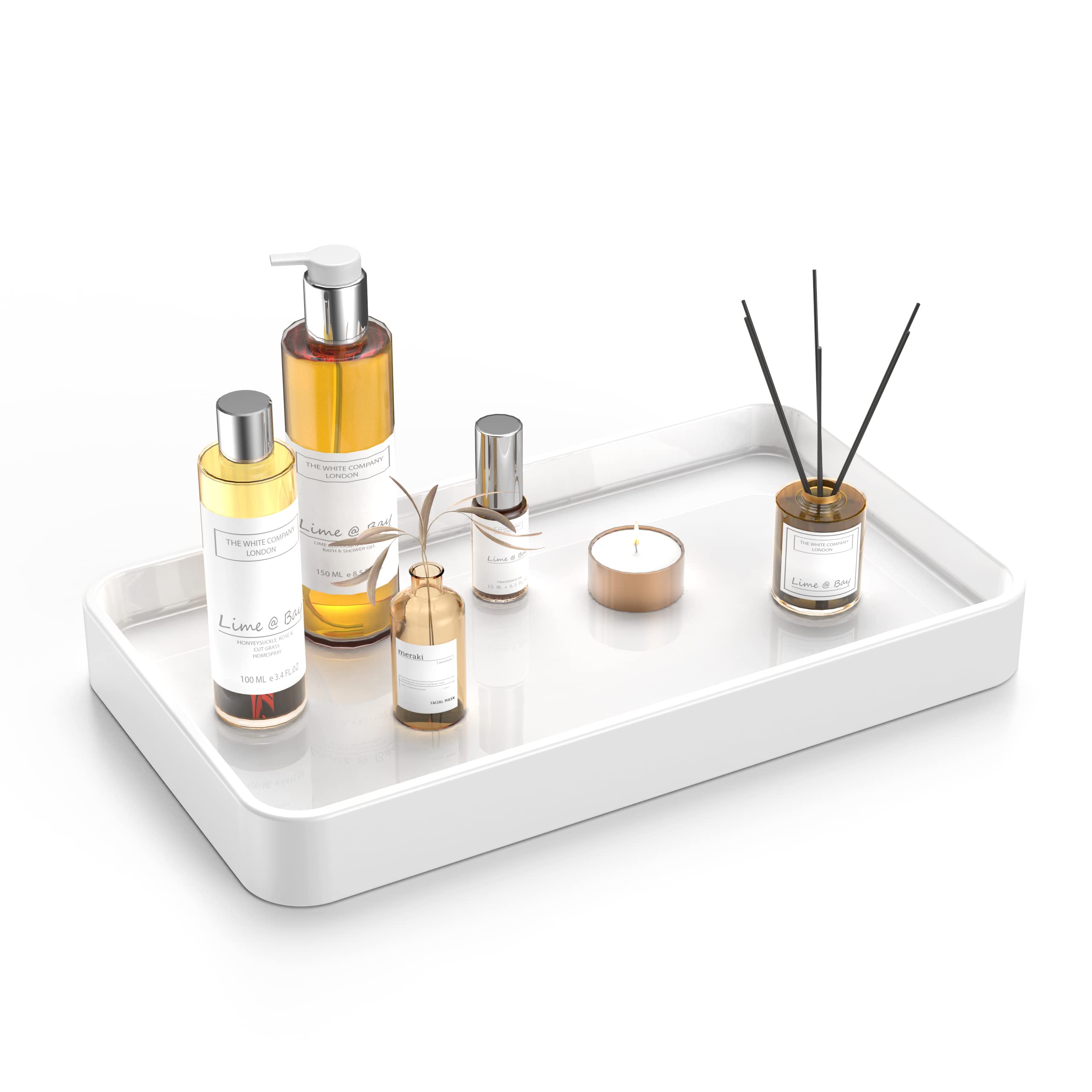 Gurygo 10' Bathroom Countertop and Vanity Tray - Ceramic Vanity Tray (White, Set/1)