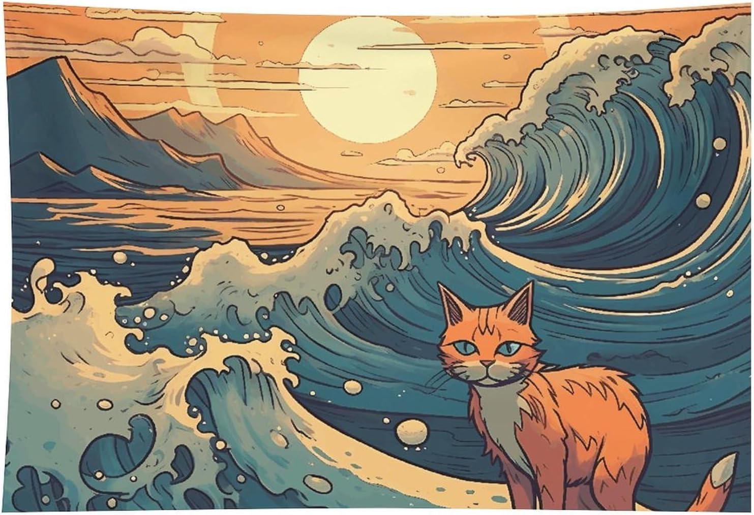 HETVBNS Anime Style Cat Tapestry Wall Hanging - 60"x90" Aesthetic Tapestries Soft Polyester Wall Art Decor Large Tapestry for Bedroom Living Room Dorm Backdrop, Hanging Kit Included