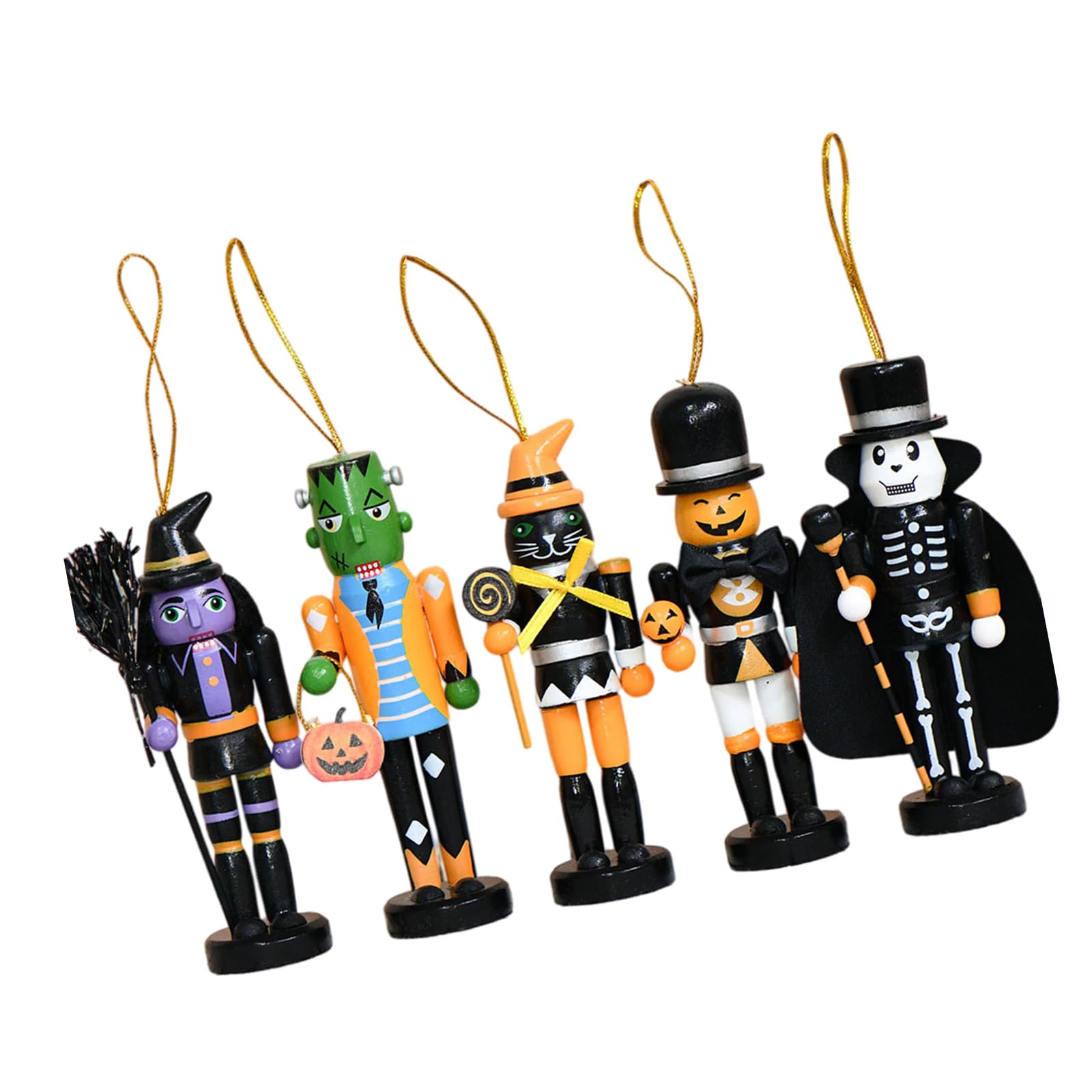 NVOQILIN Handcrafted Nutcrackers Soldier Halloween Decorations Wooden Nutcrackers Figures, Ornament for Shelves Collectibles Halloween Decorations