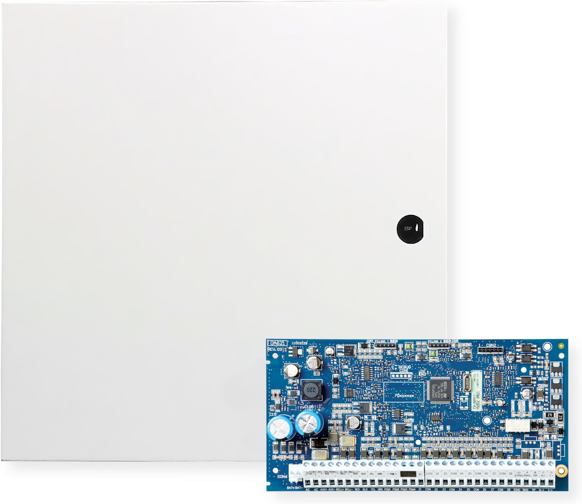 DSC HS2032NKCP01 Model HS2032 PowerSeries Neo Security Control Panel with CP01 Software in a Large Cabinet, No Keypad, 8 to 32 Zone Panel Configuration, 128 Bit AES Encryption