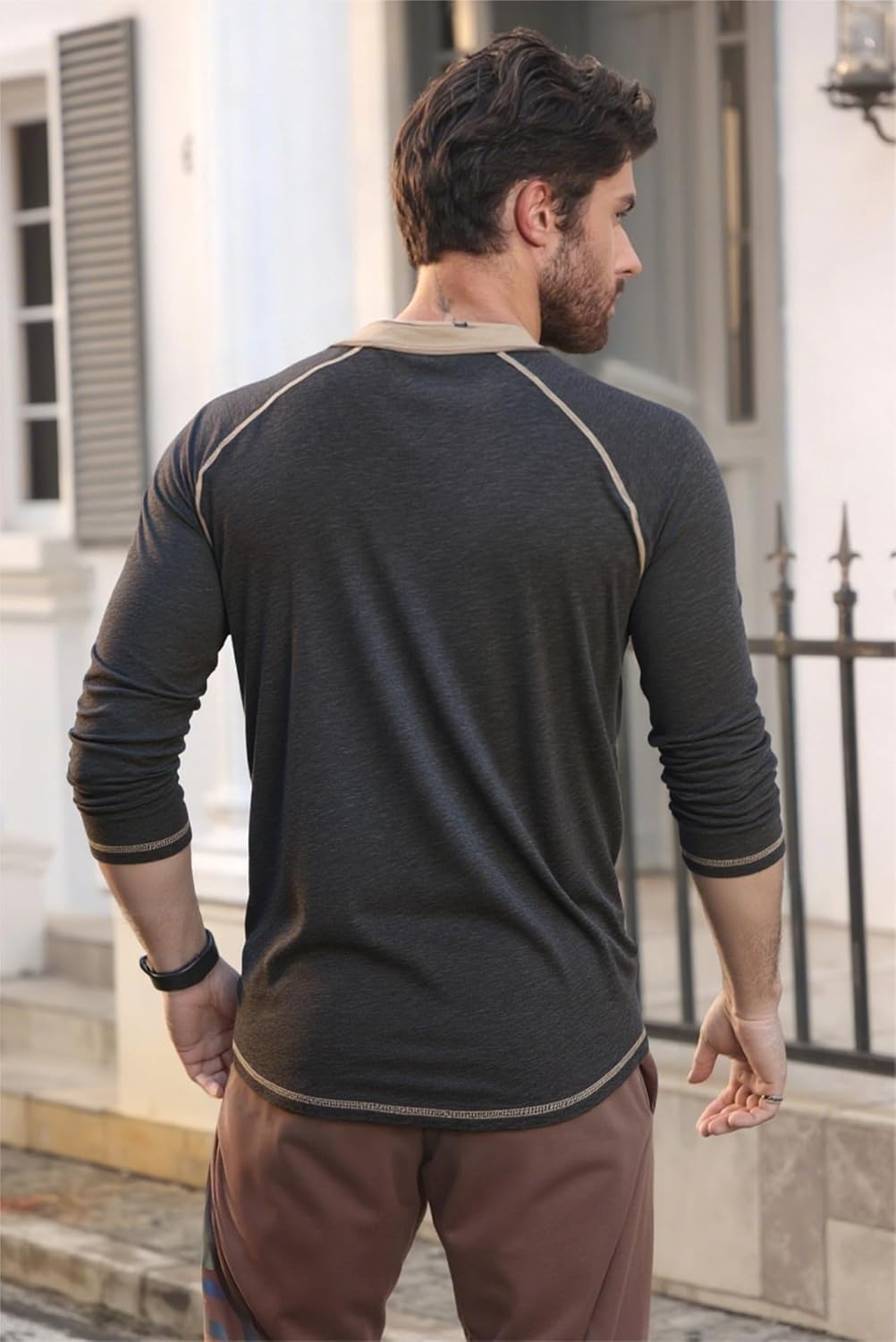 Mens Long Sleeve Polo Shirts with Pocket Fashion Casual Classic Collared Golf Shirt - Image 3