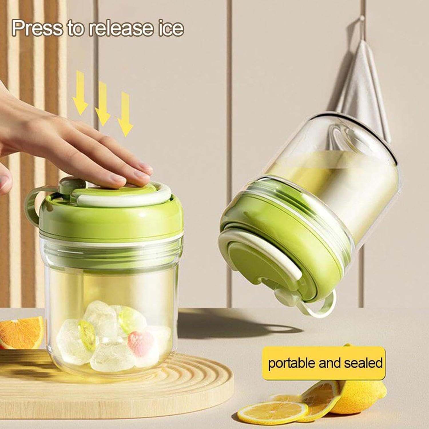 Cup Ice Mold - Non-Leak Non-Stick - Portable Maker Bottle - Daily Pool Kitchen Picnic Camping Drinks Whiskey Cocktails Soft Drinks Juices Yogurt Lemonade