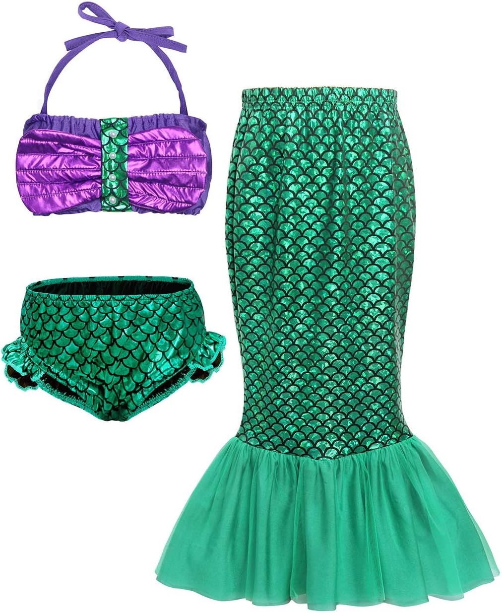 HenzWorldLittle Kids Mermaid Costume Swimsuit Dress Up Tankinis Set Princess Cosplay Birthday Party Pool Bathing Suits