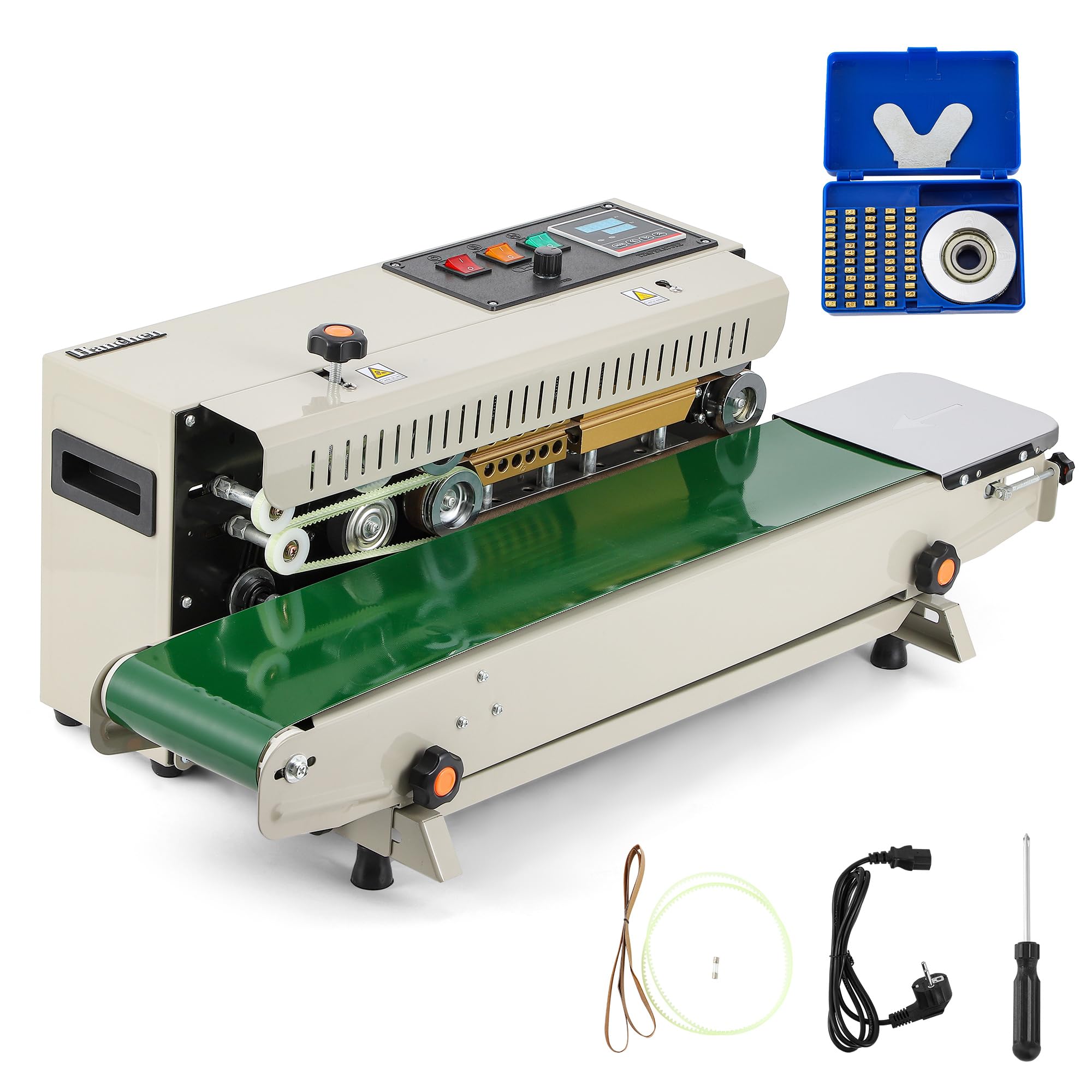 Hanchen Scellant à bande continue 6-12 mm, machine horizontale automatique avec contrôle numérique de température pour emballage domestique-commercial 220 V 600 W