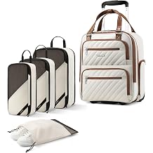 LUGGEX Underseat Carry On Luggage and 4 Set Packing Cubes Bundle Travel Essentials