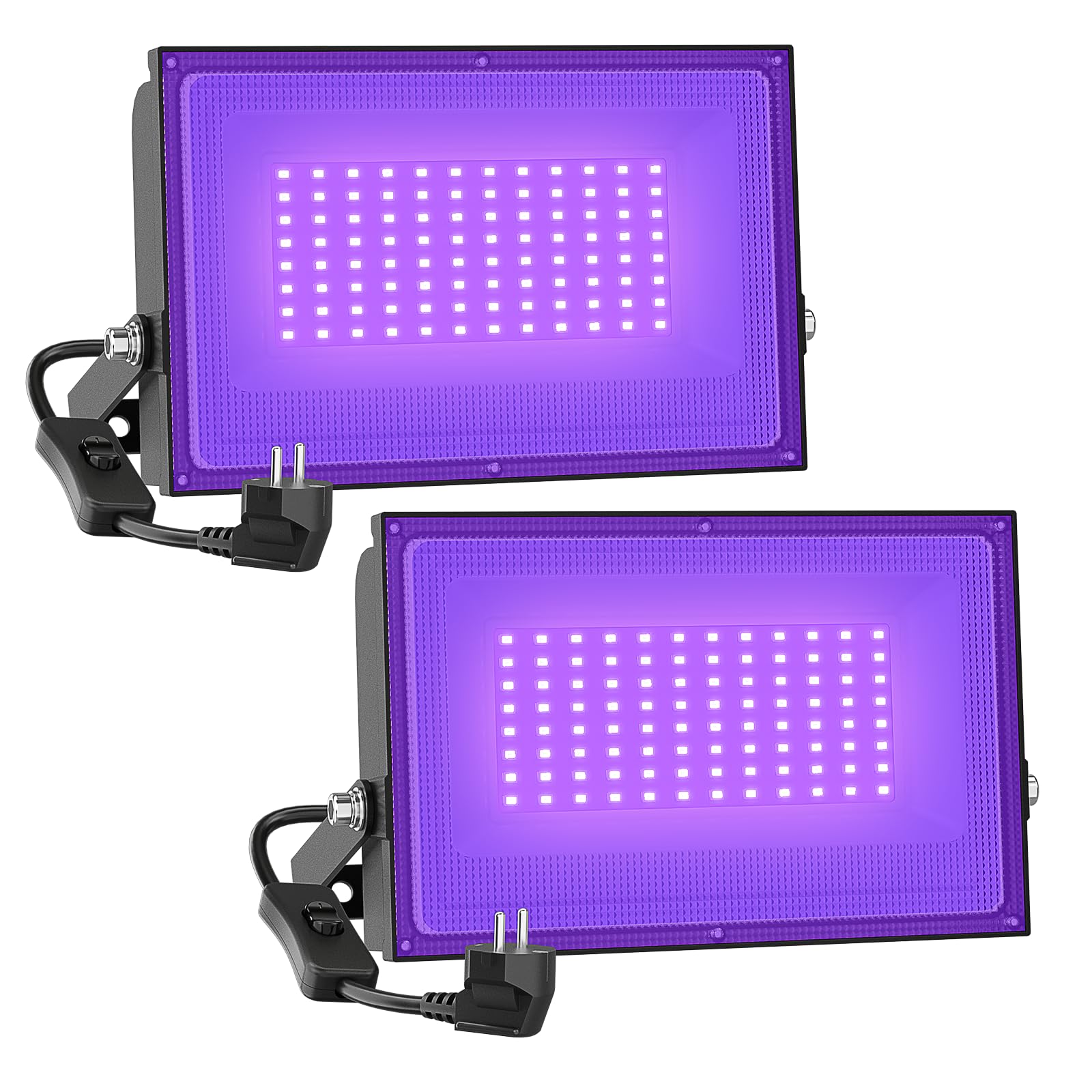 Onforu 2 Pezzi 60W Faretto UV LED, Faro Luce Nera LED, Proiettore UV LED IP66 Impermeabile, Blacklight Decorare per Acquario, Festa, Pittura Fluorescente, Poster Fluorescente, Bar